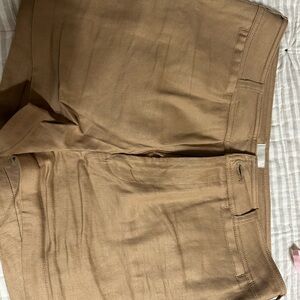 Maeve Tan High-Rise Cotton Blend Shorts